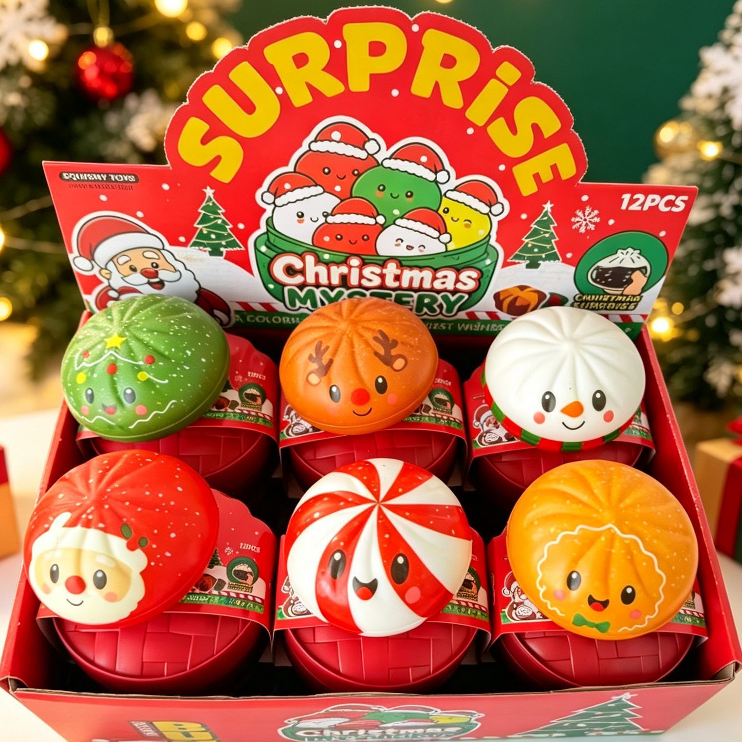 8.5cm christmas pu buns (144 pieces per box/12 pieces per box + free steamer)