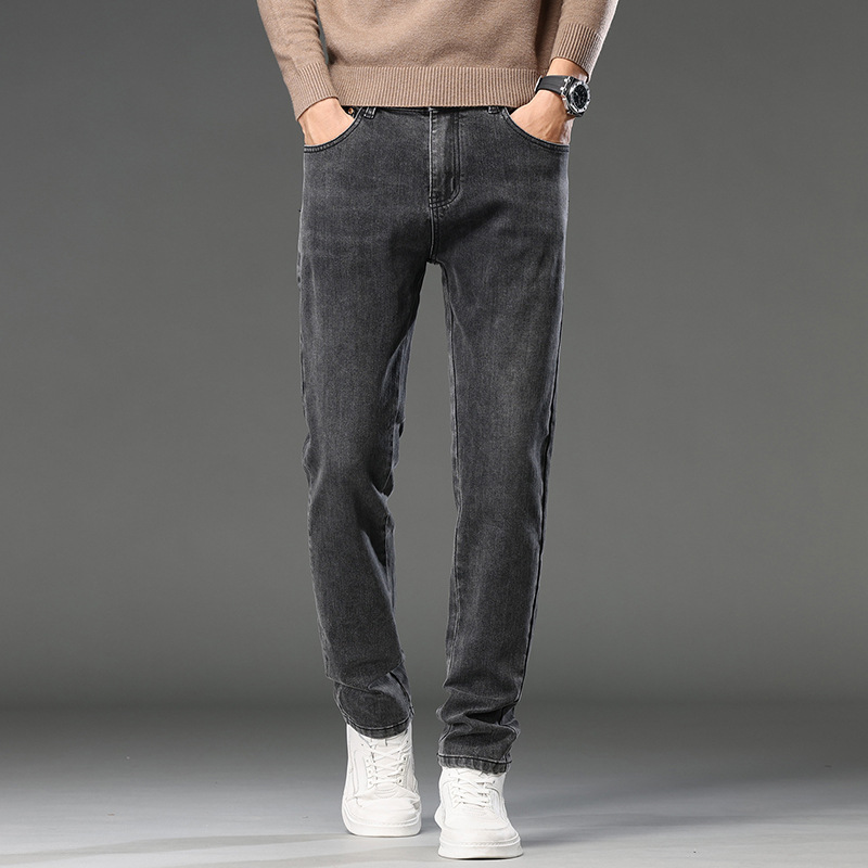 Guangzhou Xintang Pantalones vaqueros de los hombres de otoño e invierno nuevos Pantalones rectos regulares de los hombres jóvenes simples pantalones a juego