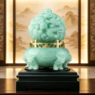 招财九转乾坤鼎摆件玉石入户玄关客厅电视柜办公室桌开业礼物高档