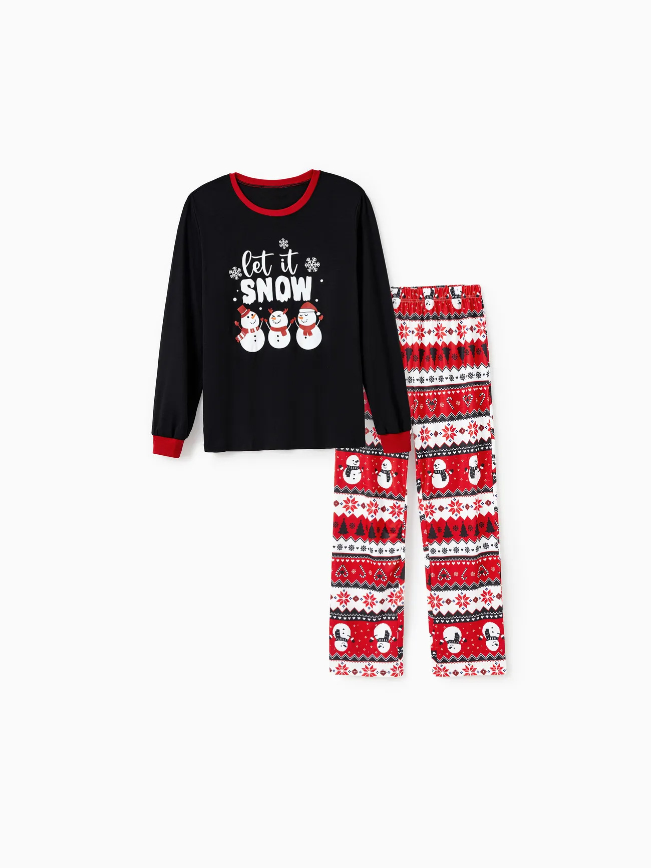 Autumn And Winter Printed Home Clothes Pajamas Set Christmas Hat Parent Child Wear_voghion.com