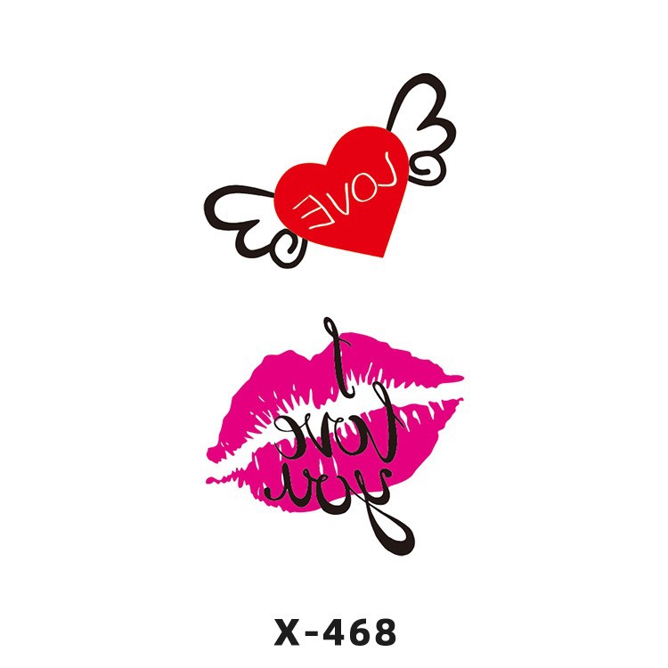 Arco de flor pequeña pegatinas de tatuaje fresco 3D dibujos animados transfronterizo Henna rosa impermeable texto en inglés pegatinas de tatuaje