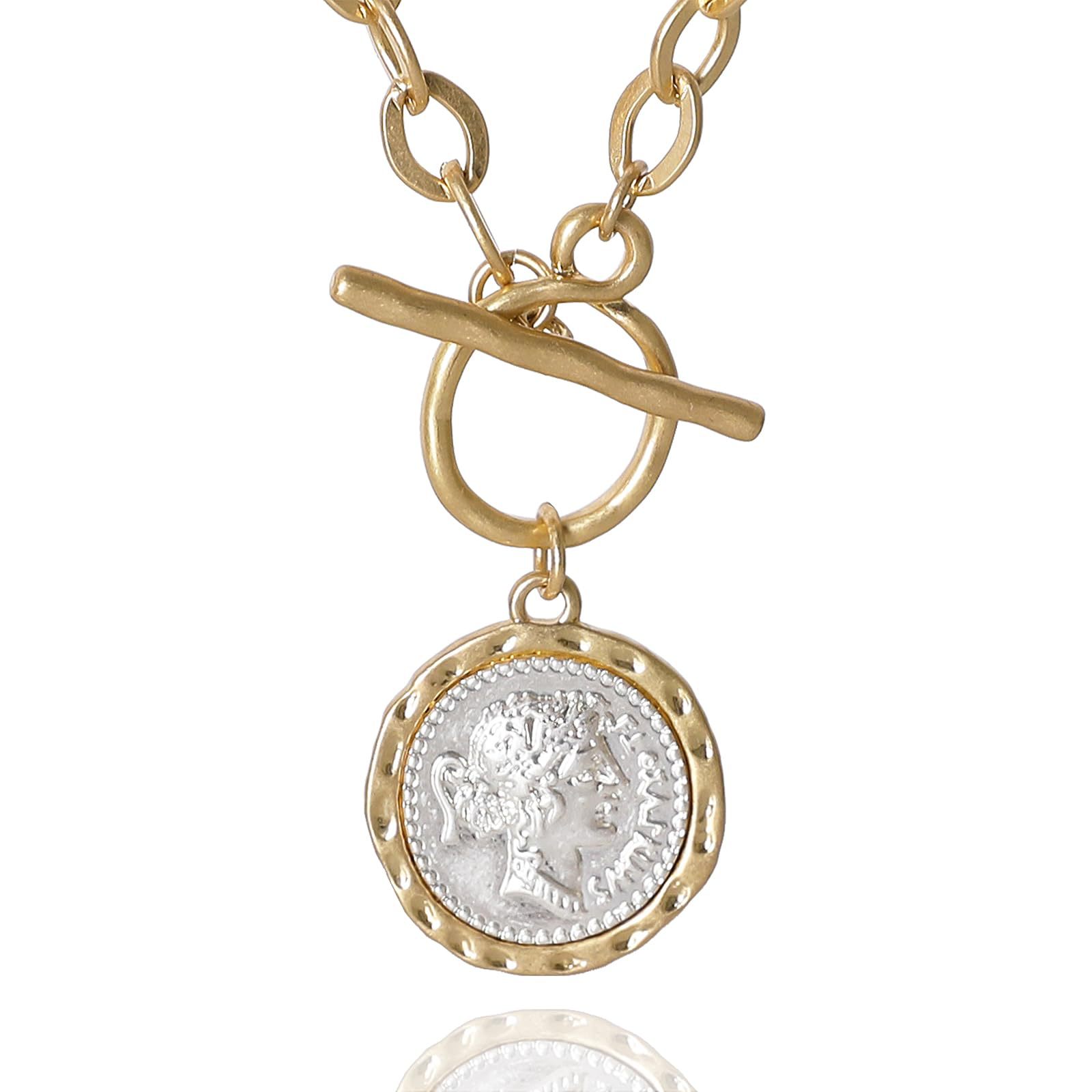 Collier en laiton plaqué or, design géométrique minimaliste, fermoir OT, bijou tendance_voghion.com