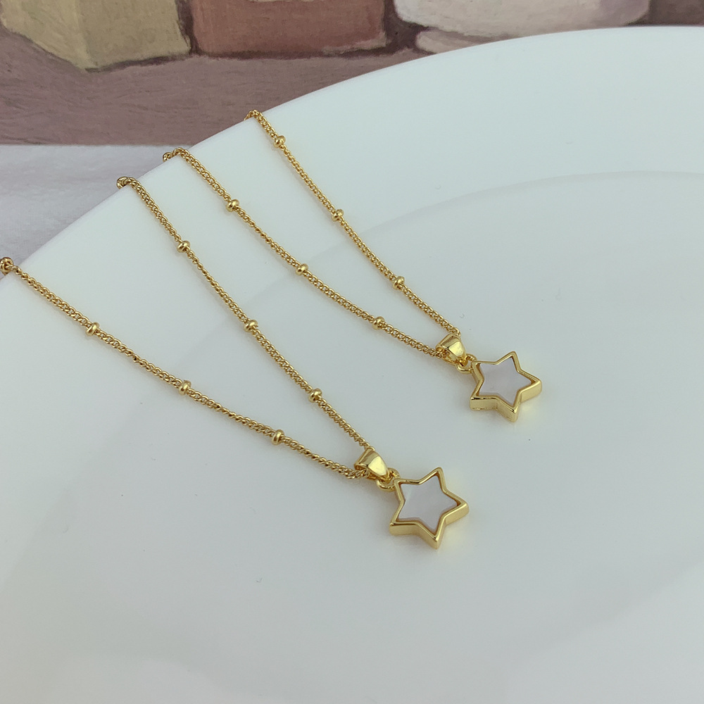 Star Pattern Women'S Gender Inlay Design Fashion Star Copper Inlaid Shell Necklace