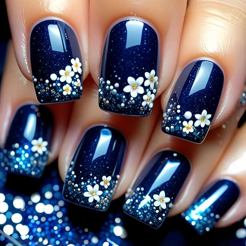 Shiny Flower Fake Nails, Simple and Stylish Beautiful Nail Stickers, European and American Fashion Nail Stickers, Removable Shiny Flower Fake Nails, Simple and Stylish Beautiful Nail Stickers, European and American Fashion Nail Stickers, Removable