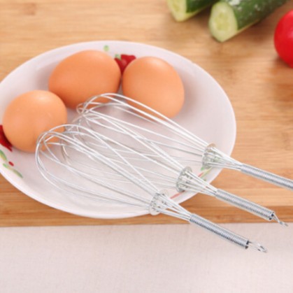 Batidor de huevo de mango redondo de acero inoxidable batidora de huevo manual de mano batidora de huevo doméstica