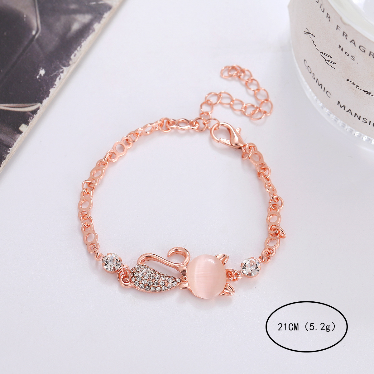 Nuevo estilo coreano pulsera creativa japonés y coreano moda deslumbrante ópalo gato Rosa oro pulsera mujer fábrica al por mayor