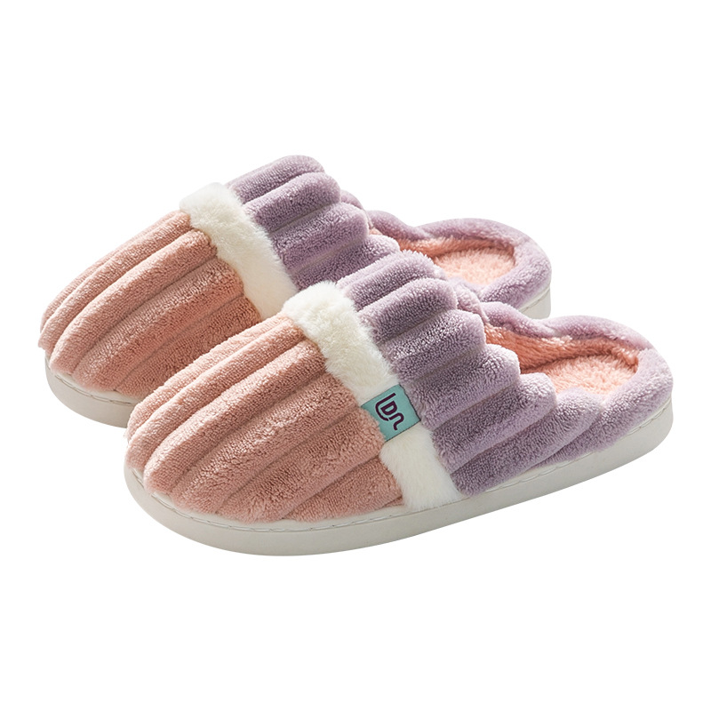 Zapatillas de algodón al por mayor para mujeres invierno hogar interior mudo antideslizante resistente al desgaste suave inferior cálido felpa zapatillas para hombres invierno