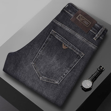 欧货高配秋冬款牛仔裤男士修身小直筒弹力深蓝高品质跨境爆款牛仔