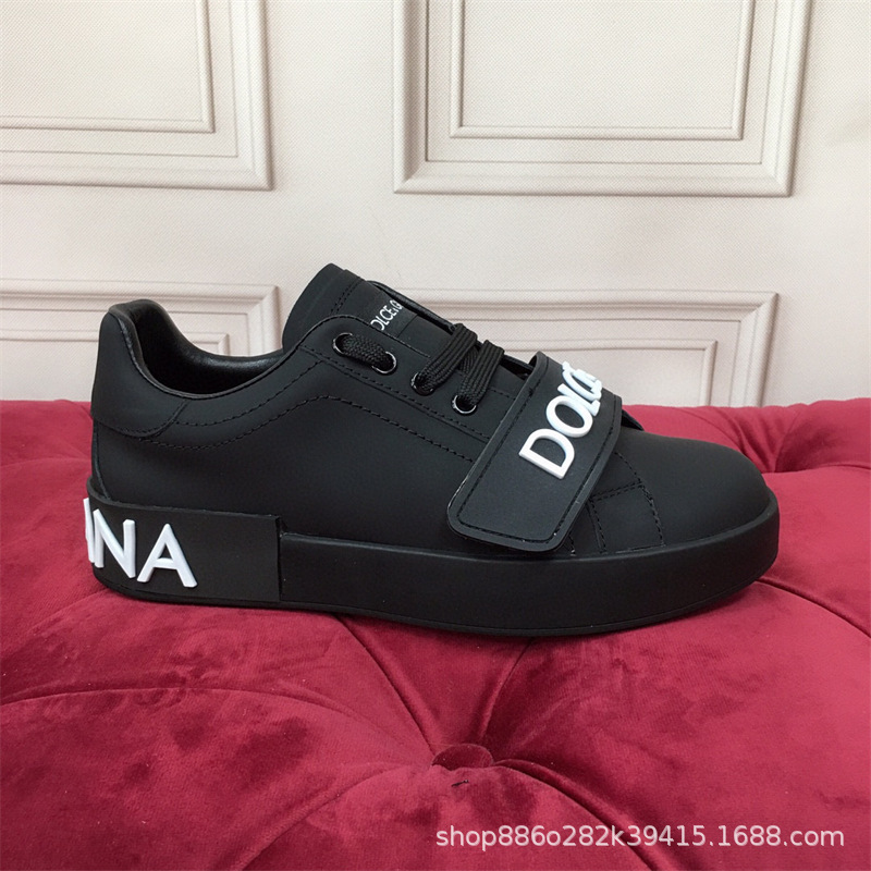 De gama alta de lujo D de cuero genuino de los hombres de moda DG deportes zapatillas de deporte casuales zapatos bajos de los hombres de comercio exterior zapatos de cuero de las mujeres de moda