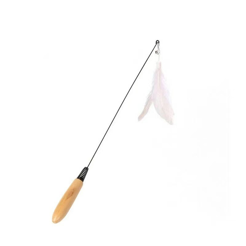 CFA 경기용 고양이 놀이 막대 단품 (흰색 깃털 포함)