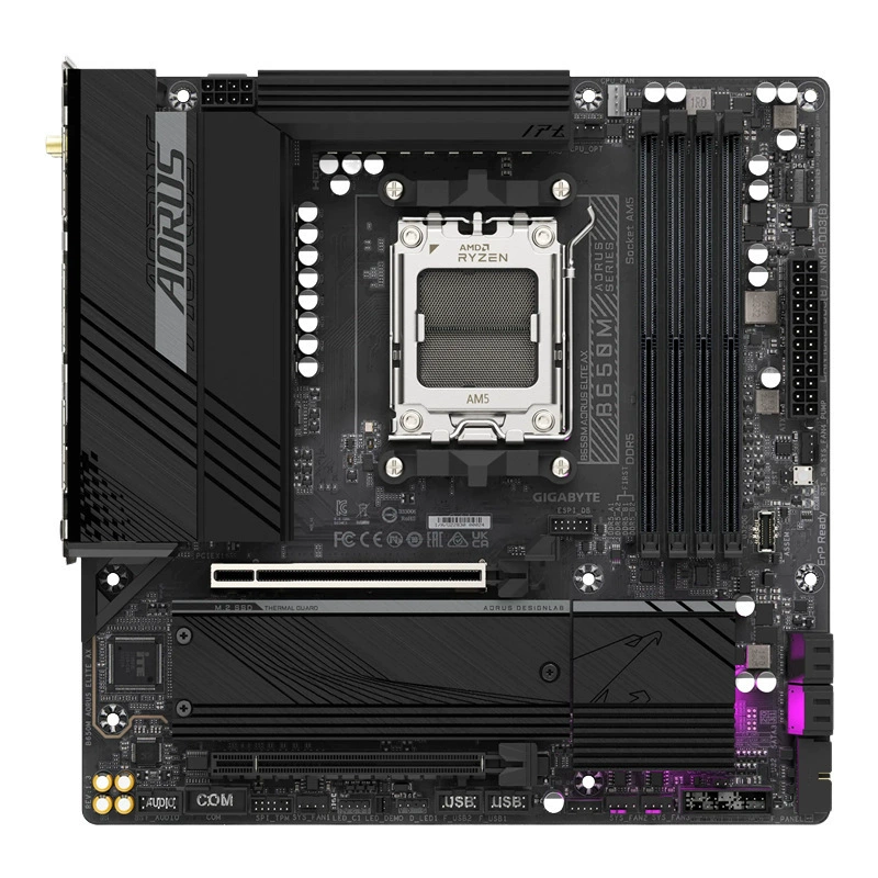Материнская плата GIGABYTE B650M AORUS ELITE AX для ПК совместима с DDR5 и поддерживает AMD 7500F 7700