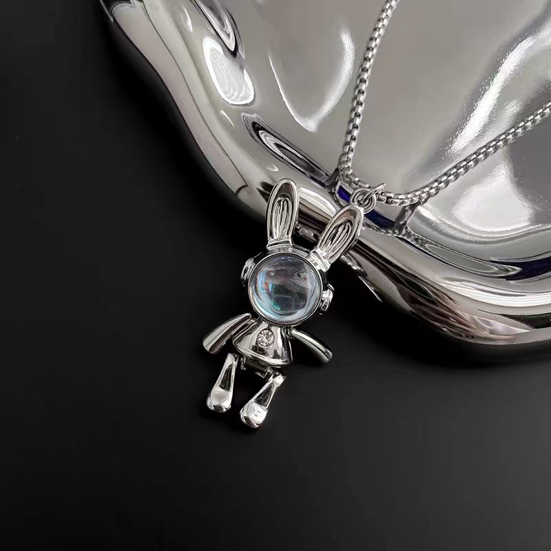 Fashion Rabbit Titanium Steel Plating Zircon Pendant Necklace 1 Piece display picture 2