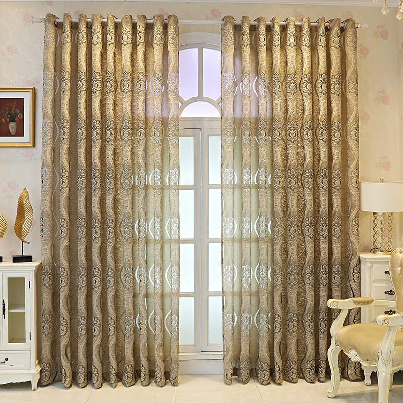 High-End Villa Jacquard European Retro Window Screen Curtains with Hollow Light-Transmitting and Opaque Cross-Border Amazon European Export