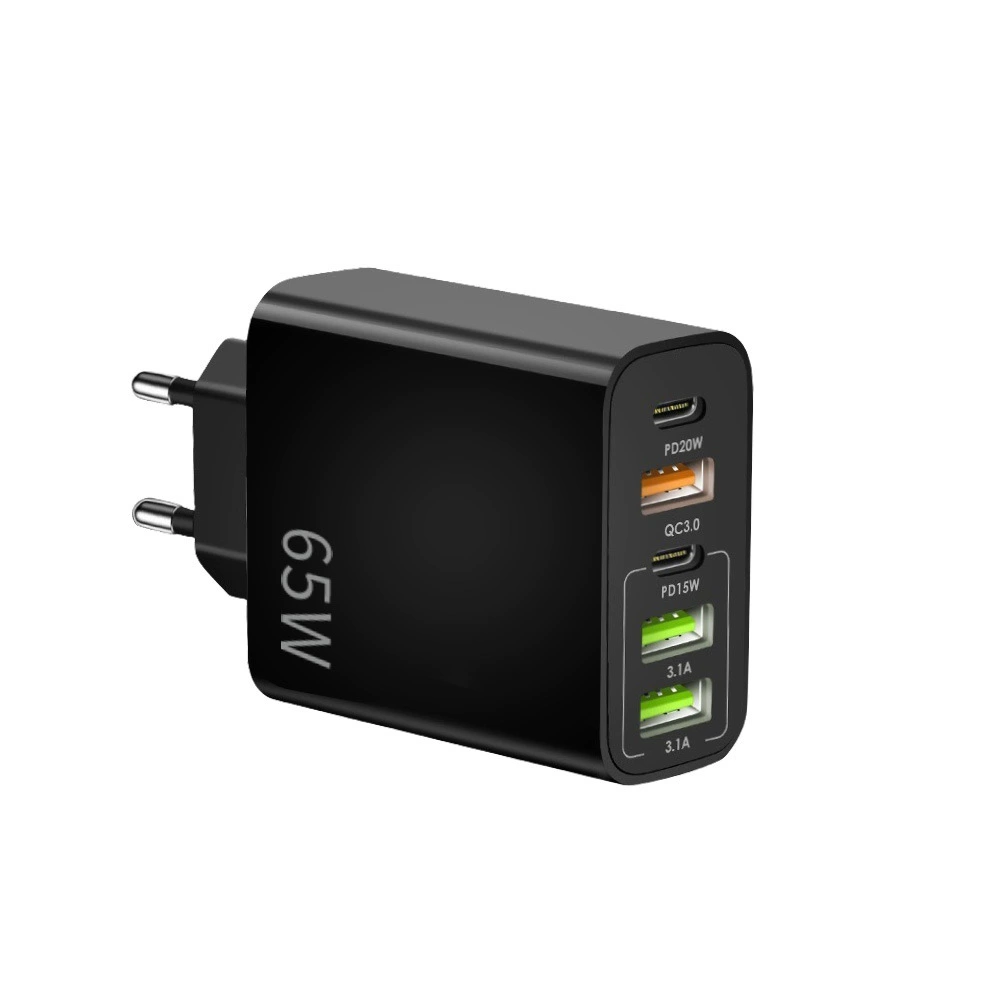 Многоразъемное зарядное устройство 65W, 3 USB + 2 PD быстрая зарядка, вилки EU/US/UK, черное или белое