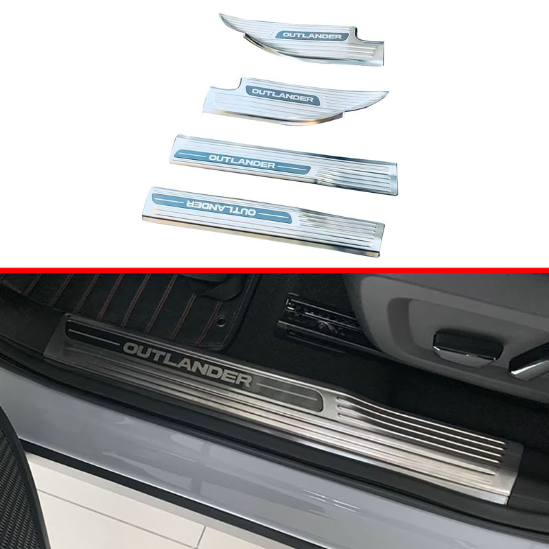 Adecuado para Mitsubishi 22 outlander puerta tira bienvenida pedal de acero inoxidable dentro y fuera de la puerta tira decorativa tira brillante