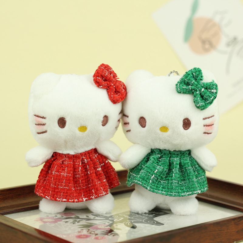 Lindo gatito colgante muñeca de juguete de peluche Chanel estilo gatito colgante llavero muñeca