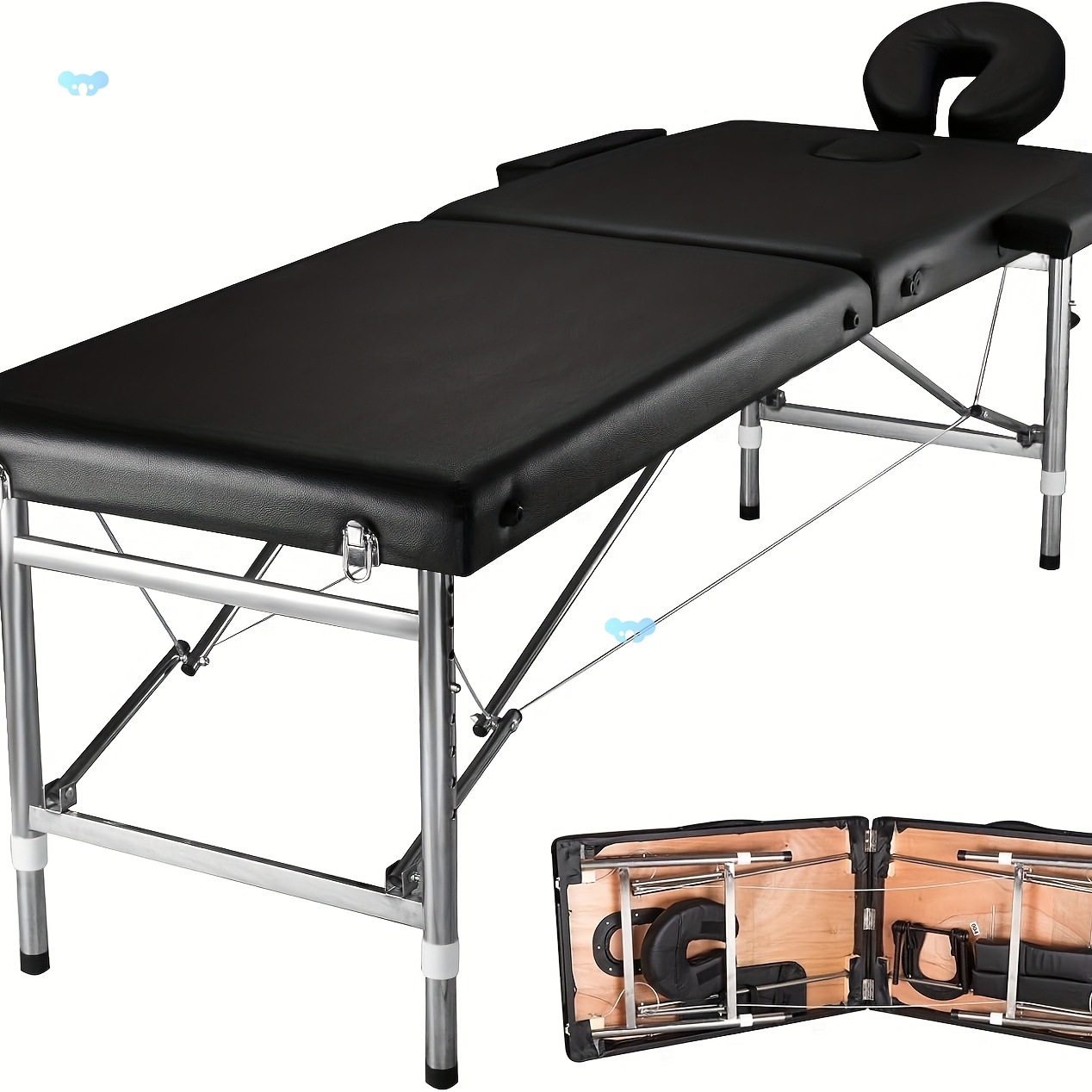 Massage Table Portable Adjustable 24 Wide Black Aluminum 3