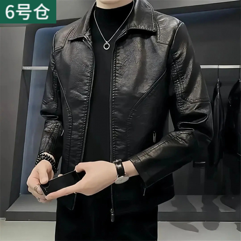 Haining Leather Jacket Men's Autumn and Winter Motorcycle Leather Jacket Fashion Trend Large Size Jacket Plus Velvet Top Haining Leather Jacket Men's Autumn and Winter Motorcycle Leather Jacket Fashion Trend Large Size Jacket Plus Velvet Top