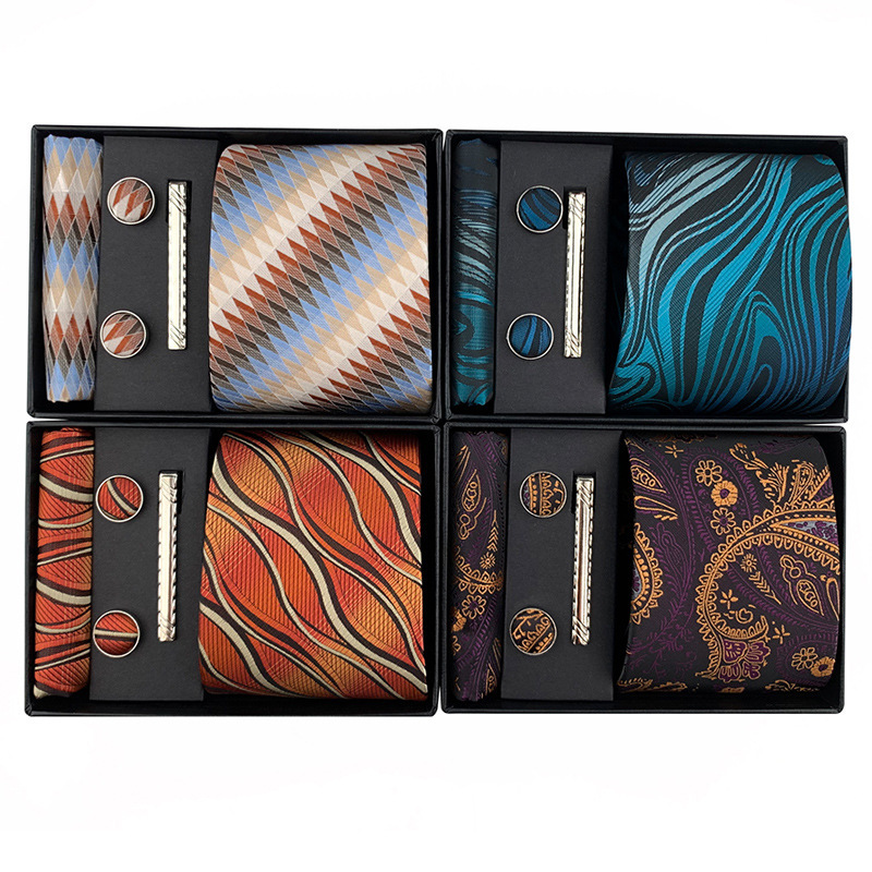 2024 Paisley Men's Tie Square Square Cuff Collar Holder Gift Box suit Business Casual Tie Black Gift Box