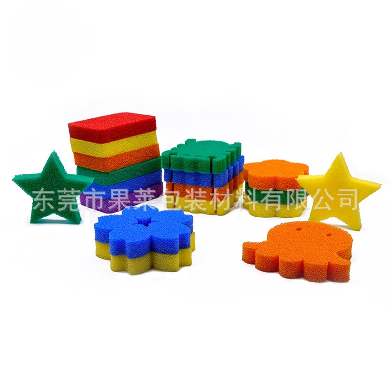 硅胶海绵洗碗擦彩色异形冲压动物小熊章鱼形状刷锅神器 柔软吸水