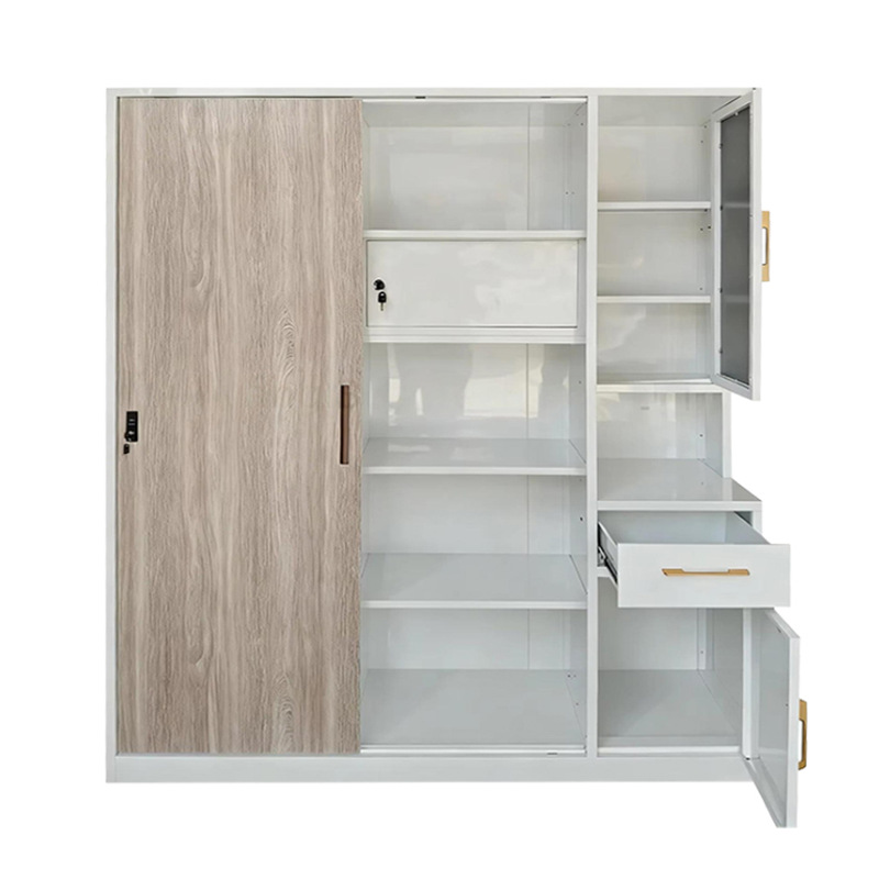 Ventas transfronterizas de armario de acero de tres puertas, dormitorio, sala de estar, armario de almacenamiento de ropa, armario de almacenamiento multifuncional, apartamento de hotel