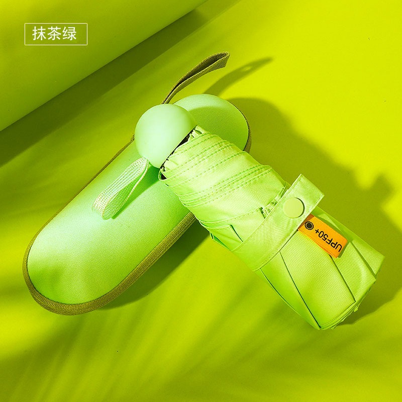 Cápsula paraguas protección solar Protección UV paraguas reforzado de ocho huesos paraguas cinco veces pequeña sombrilla portátil