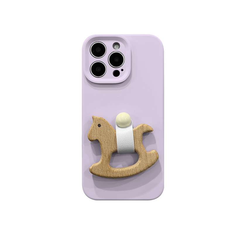 シンプルな無地の液体シリコン木馬型フィンガーリング付きiPhone17ProMax、Apple14、15、16対応スマホケース（女性向け）|undefined