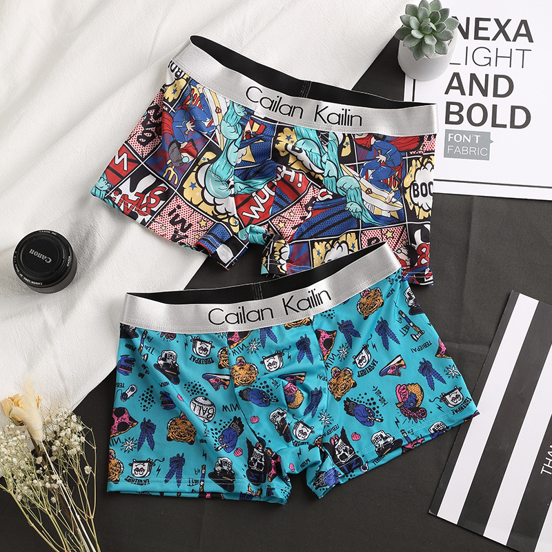 Men's underwear Ice Silk boxers summer cool sense printed pants breathable boxer pants thin manufacturers wholesale cross-border