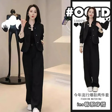 新中式套装女2024秋季新款国风盘扣西装外穿时尚高腰减龄西装裤潮