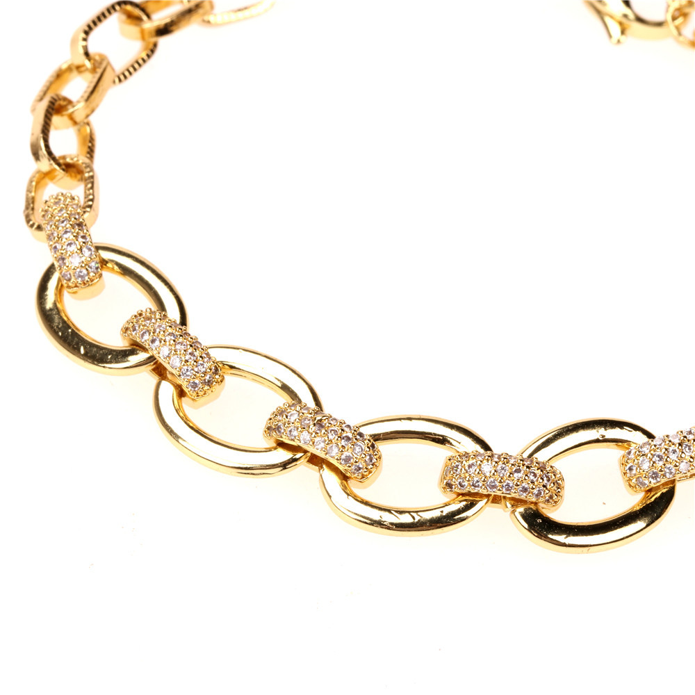 wholesale jewelry retro adjustable thick chain copper inlaid zircon bracelet nihaojewelry