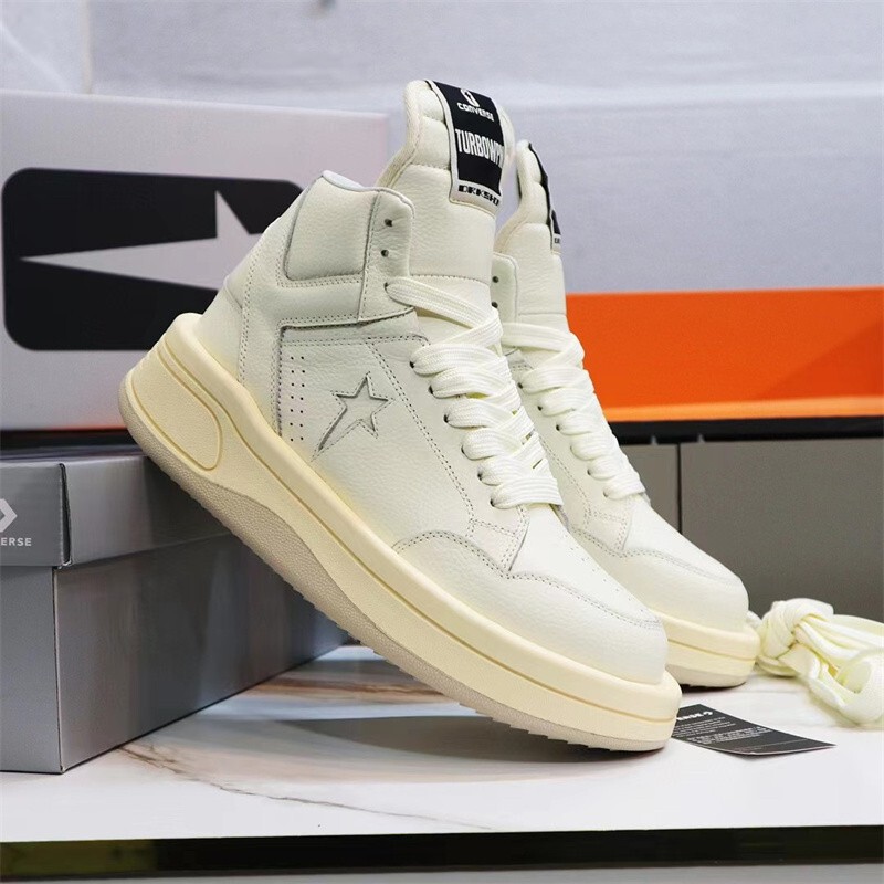 RO Co-name High-top Genuine Leather Men's Shoes High-top Shoes Height-raising Couple's All-match Five-pointed Star Thick-soled Men's and Women's Casual Shoes