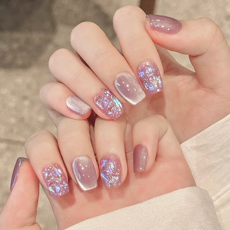 Simple Cat's Eye Fine Flash Gentle Fairy Lilac Flash European and American Style Wind Drill Removable Wearable Armor 30 Pieces