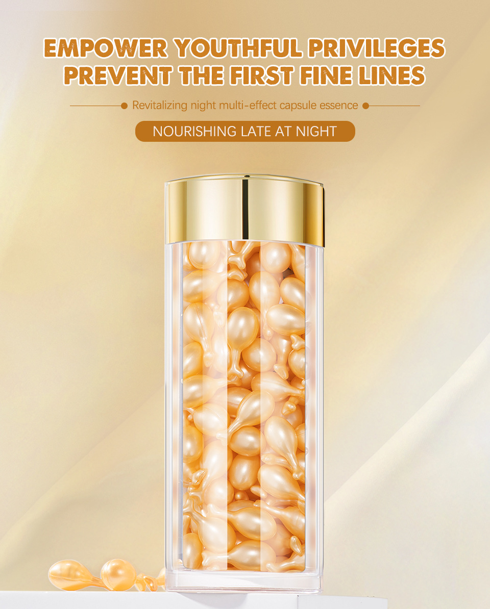 carina 90 kapslar retinol gyllene ljusa linjer uppstramande ansiktsskönhet hudvård mjuk essens_voghion.com