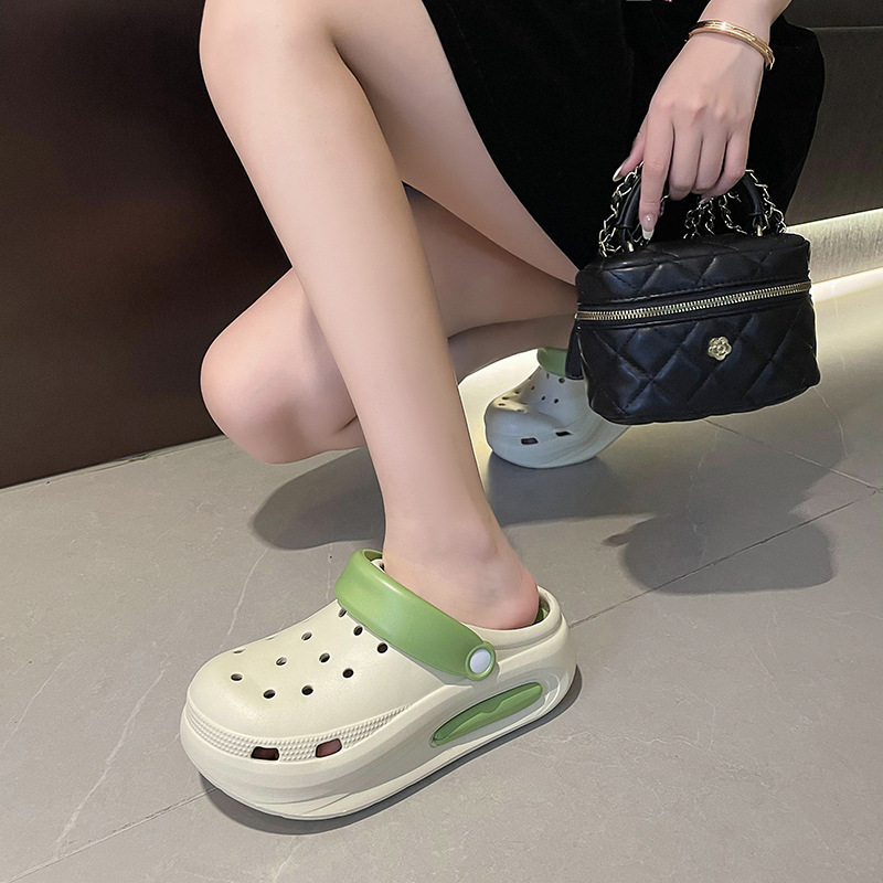 Baotou Thick Bottom Increased Feeling of Stomping Shoes eva Two-Wearing Hole Shoes Women's Summer Indoor Home and Outer Wear Couples Don't Stink Feet