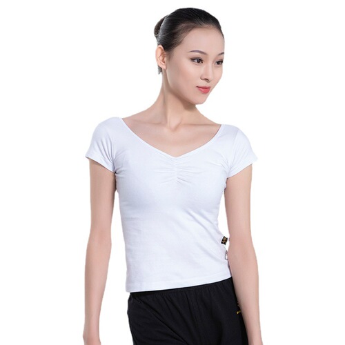 Red dance shoes dance clothing thin cotton front strap chicken wing sleeve practice short-sleeved square dance half-sleeved top 38502
