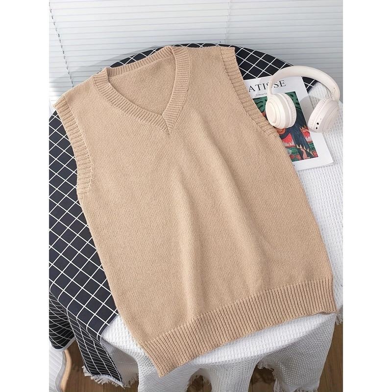 R 30316 V Neck Sleeves Vest 学院风马甲