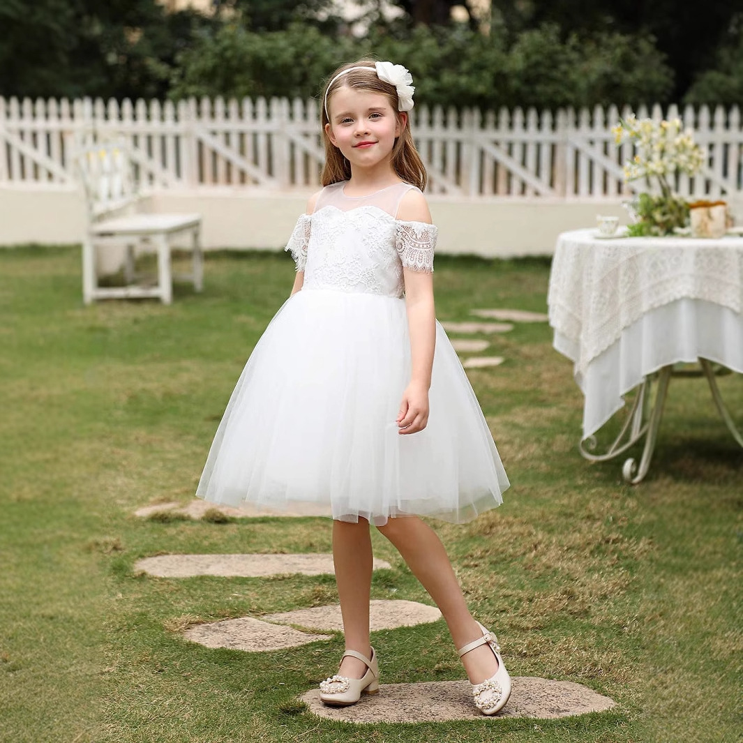 Princess Dress For Children Summer Short Sleeved Tulle Skirt Outfit Stylish Girls Clothing Casual Daywear For Kids【Pre-sale | Ships In 15 Days】_voghion.com