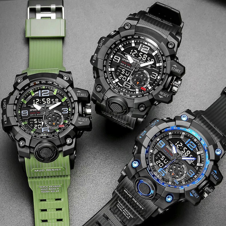 New Male Student Watch Luminous Double Display Movement Watch Outdoor Timing Sports Fashion Electronic Watch New Male Student Watch Luminous Double Display Movement Watch Outdoor Timing Sports Fashion Electronic Watch