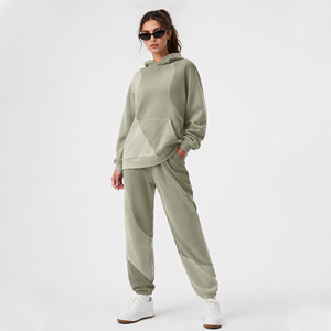 AYM043669 Color-Block Hoodie and Joggers Set Comfortable Soft Sweatpants Fitness Set Aoyema wholesale