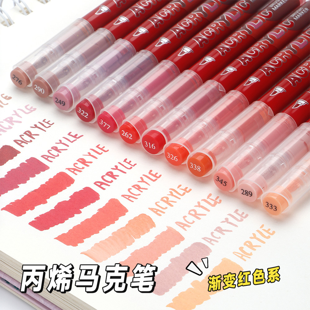 Líquido directo acrílico marcador conjunto de serie de color rojo gradiente de pintura de niños marcador de acuarela de arte en stock