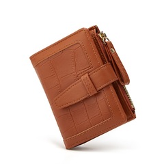 Cross-border fashion new style coin bag women's short stone pattern small leather wallet multi-slot three-fold change purse card case Y916 