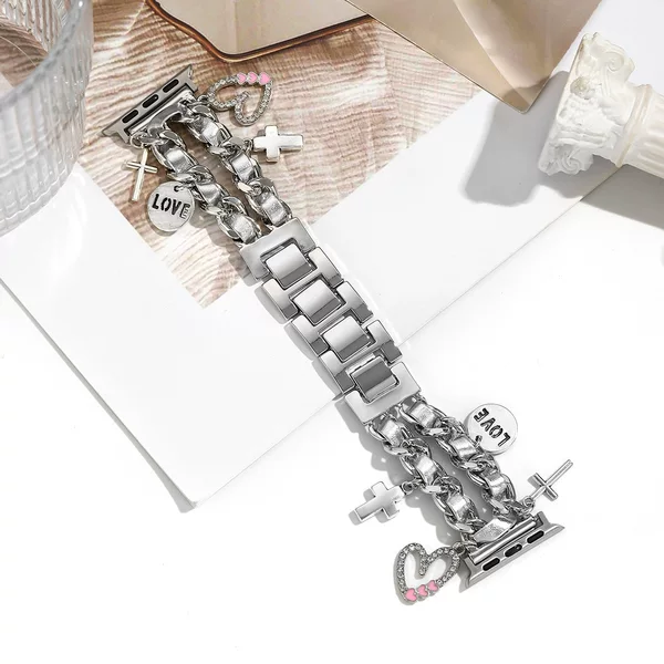 The New Style Chanel-Style Leather Chain Is Suitable for iWatch Strap 9876Se Apple Huawei Samsung Watch Strap Wristband
