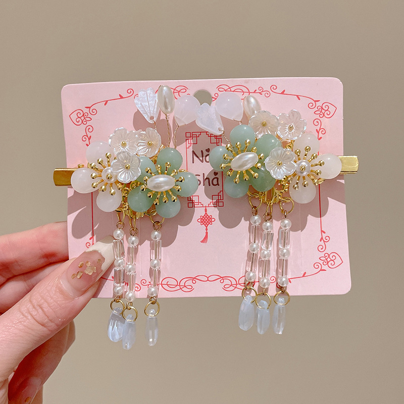 Hanfu tocado de cabello de niñas bordas vestidos antiguos para el cabello de niñas tarjetas de cabello de niñas vestidos antiguos accesorios princesas niñas clips para el cabello