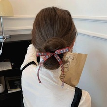 红色系格子蝴蝶结黑色丝绒发圈甜美头饰小肠圈精致头绳皮筋发饰