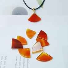 16X22天然红玛瑙 粉晶 虎眼石 绿东陵 紫晶 青金石扇形DIY配件