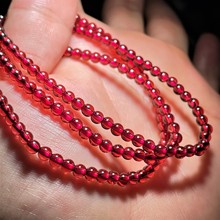 珍藏香槟粉石榴石手串全净体手链女三圈散珠串珠厂家批发级文玩