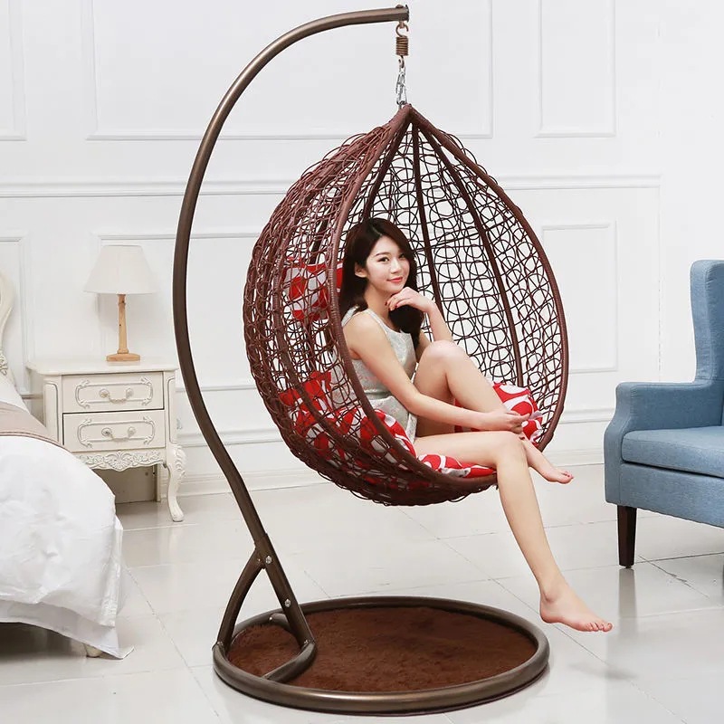 Silla mecedora de ratán para balcón al aire libre de una sola persona, silla de cuna, patio, casa de familia, ocio, columpio interior, silla de cuna