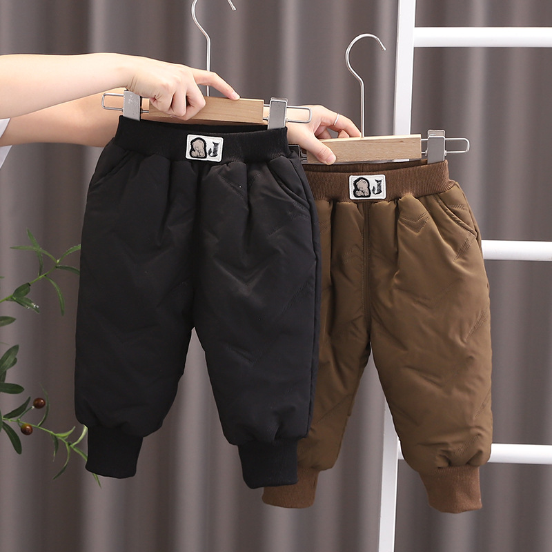 Fleece children's warm quilted winter trousers for boys