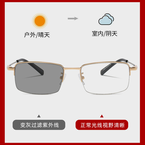 Stylish Metal Reading Glasses with Single Lens Changeable Memory Titanium Outdoor Phone Reading Glasses for Men, Factory Wholesale
