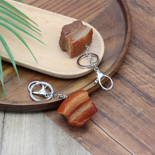 Student Day creative personality simulation braised pork key chain gift Dongpo pendant food school bag key pendant